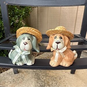 Vintage Elvis Presley HOUND DOG Hee Haw Straw Hats Figurines SET of 2